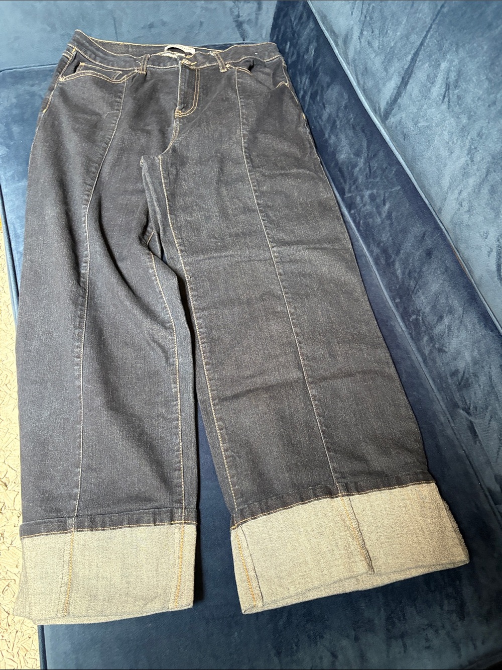 Marc New York Dark Indigo Wide Crop Jeans with Cuffed Hem